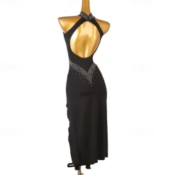 Latin Dance Exotic Dancewear Latin Salsa Dance Dress Crystals / Rhinestones Women's Performance Daily Wear Sleeveless Spandex