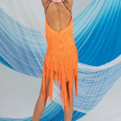 Latin Dance Exotic Dancewear Latin Salsa Dance Dress Tassel Splicing Women's Performance Daily Wear Sleeveless Chinlon