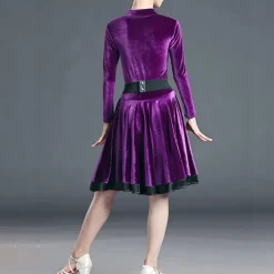 Latin Dance Kids' Dancewear Dress Leopard Print Printing Pure Color Girls' Performance Training Long Sleeve High Polyester