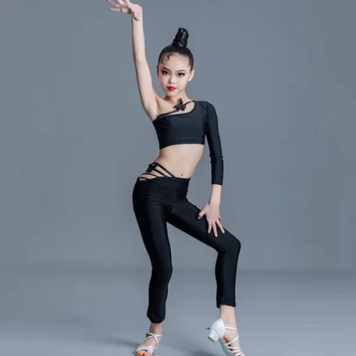 Latin Dance Kids' Dancewear Latin Salsa Dance Top Butterfly Girls' Performance Training Sleeveless Natural Spandex