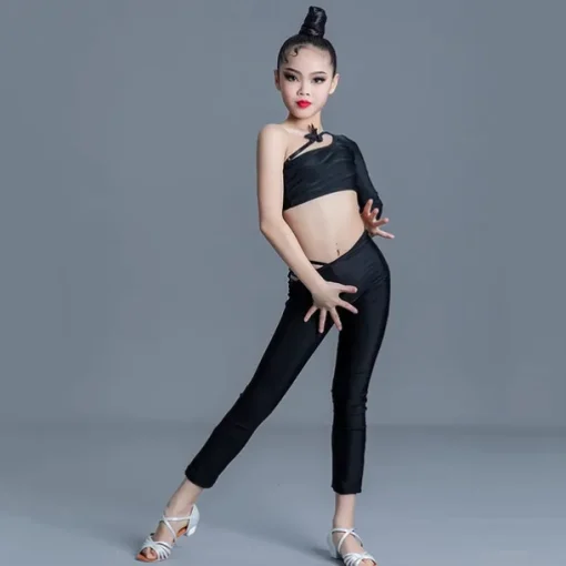 Latin Dance Kids' Dancewear Latin Salsa Dance Top Butterfly Girls' Performance Training Sleeveless Natural Spandex