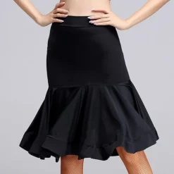 Latin Dance Skirts Draping Split Ruching Women's Training Performance Dropped Spandex