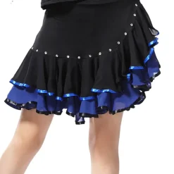 Latin Dance Skirts Ruching Split Joint Crystals / Rhinestones Women's Training Performance Chiffon Ice Silk