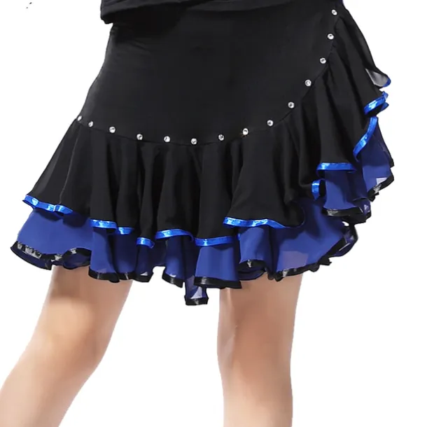 Latin Dance Skirts Ruching Split Joint Crystals / Rhinestones Women's Training Performance Chiffon Ice Silk