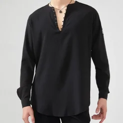 Latin Dance Top Pure Color Men's Performance Daily Wear Long Sleeve Elastane