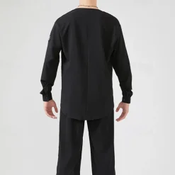 Latin Dance Top Pure Color Men's Performance Daily Wear Long Sleeve Elastane