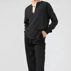 Latin Dance Top Pure Color Men's Performance Daily Wear Long Sleeve Elastane