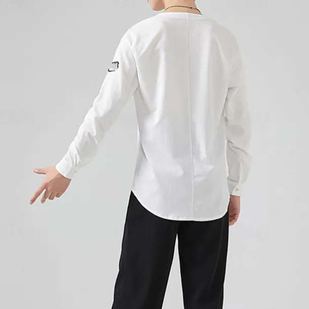 Latin Dance Top Pure Color Men's Performance Daily Wear Long Sleeve Elastane