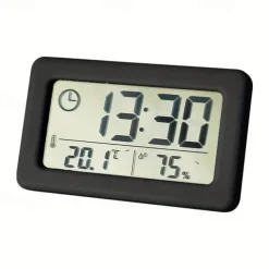 LCD Digital Clock Mute Desktop Clock Temperature Sensor Battery Powered LED Electronic Alarm Clocks Bedroom Indoor Wall Clocks