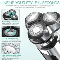 LCD Display Electric Shaver Dry/Wet Cordless Razor Type-C Quick Charging Rotary Floating Beard Trimmer