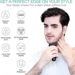 LCD Display Electric Shaver Dry/Wet Cordless Razor Type-C Quick Charging Rotary Floating Beard Trimmer