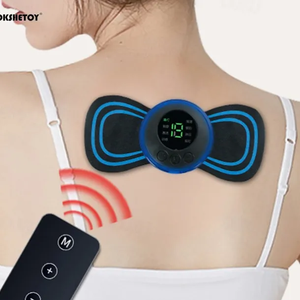 LCD Display EMS Neck Stretcher Electric Massager 8 Mode Cervical Massage Patch Pulse Muscle Stimulator Portable Relief Pain