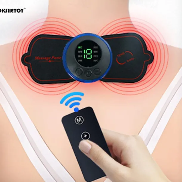 LCD Display EMS Neck Stretcher Electric Massager 8 Mode Cervical Massage Patch Pulse Muscle Stimulator Portable Relief Pain