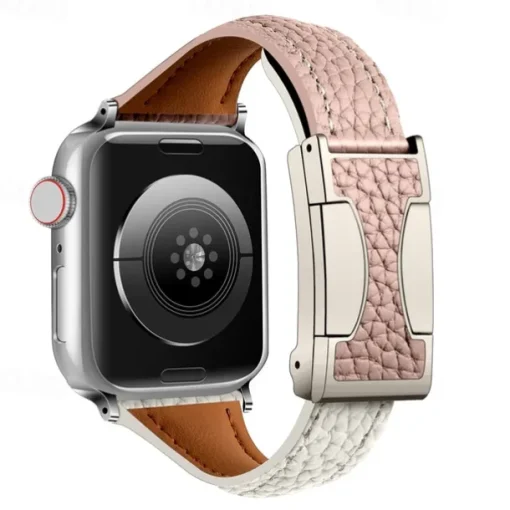 Leather Band Compatible with Apple Watch band 38mm 40mm 41mm 42mm 44mm 45mm 49mm Adjustable Genuine Leather Strap Replacement Wristband for iwatch Ultra 2 Series 9 8 7 SE 6 5 4 3 2 1