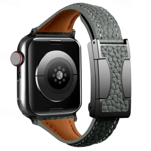 Leather Band Compatible with Apple Watch band 38mm 40mm 41mm 42mm 44mm 45mm 49mm Adjustable Genuine Leather Strap Replacement Wristband for iwatch Ultra 2 Series 9 8 7 SE 6 5 4 3 2 1