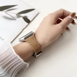 Leather Band Compatible with Apple Watch band 38mm 40mm 41mm 42mm 44mm 45mm 49mm Rugged Metal Clasp Adjustable Genuine Leather Strap Replacement Wristband for iwatch Ultra 2 Series 9 8 7 SE 6 5 4 3 2