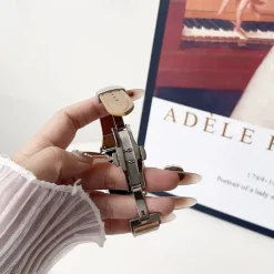 Leather Band Compatible with Apple Watch band 38mm 40mm 41mm 42mm 44mm 45mm 49mm Rugged Metal Clasp Adjustable Genuine Leather Strap Replacement Wristband for iwatch Ultra 2 Series 9 8 7 SE 6 5 4 3 2