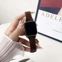 Leather Band Compatible with Apple Watch band 38mm 40mm 41mm 42mm 44mm 45mm 49mm Rugged Metal Clasp Adjustable Genuine Leather Strap Replacement Wristband for iwatch Ultra 2 Series 9 8 7 SE 6 5 4 3 2