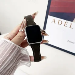 Leather Band Compatible with Apple Watch band 38mm 40mm 41mm 42mm 44mm 45mm 49mm Rugged Metal Clasp Adjustable Genuine Leather Strap Replacement Wristband for iwatch Ultra 2 Series 9 8 7 SE 6 5 4 3 2