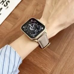 Leather Band Compatible with Apple Watch band 38mm 40mm 41mm 42mm 44mm 45mm 49mm Adjustable Leather Strap Replacement Wristband for iwatch Ultra 2 Series 9 8 7 SE 6 5 4 3 2 1