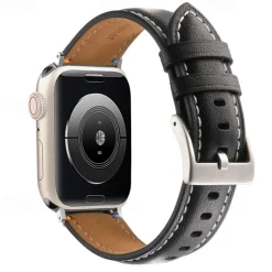Leather Band Compatible with Apple Watch band 38mm 40mm 41mm 42mm 44mm 45mm 49mm Metal Clasp Luxury Adjustable Genuine Leather Strap Replacement Wristband for iwatch Ultra 2 Series 9 8 7 SE 6 5 4 3 2
