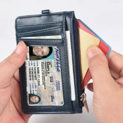 Leather Credit Card Holder Men Women Rfid Business ID Badge Case Porte Bus Card Pass Name Card Cover Slim Wallet With Lanyard