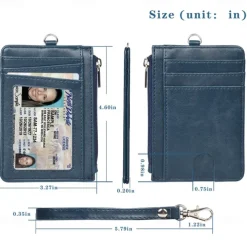 Leather Credit Card Holder Men Women Rfid Business ID Badge Case Porte Bus Card Pass Name Card Cover Slim Wallet With Lanyard