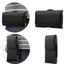 Leather Phone Belt Case 7.2/6.5/6.2/5.2'' Waist Bag Magnetic Vertical Phone Case for iPhone 14 Pro Max 13 12 11 Pouch Cover Belt Clip