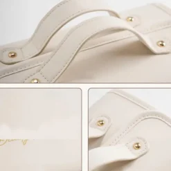 Leather Waterproof Cosmetic Bag, 4-in-1 Travel Toiletry Organizer, Large-Capacity Makeup Bag with Dry and Wet Separation for Stylish Storage