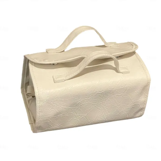 Leather Waterproof Cosmetic Bag, 4-in-1 Travel Toiletry Organizer, Large-Capacity Makeup Bag with Dry and Wet Separation for Stylish Storage