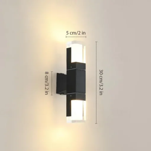 LED Wall Sconce Outdoor Black Metal Up Down Light Fixture IP65 Waterproof Aluminum Sensor Wall Lantern for Porch Patio Garden 85-265V
