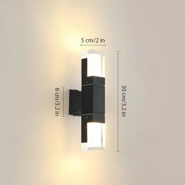 LED Wall Sconce Outdoor Black Metal Up Down Light Fixture IP65 Waterproof Aluminum Sensor Wall Lantern for Porch Patio Garden 85-265V