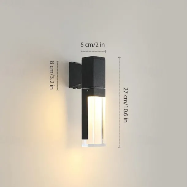 LED Wall Sconce Outdoor Black Metal Up Down Light Fixture IP65 Waterproof Aluminum Sensor Wall Lantern for Porch Patio Garden 85-265V