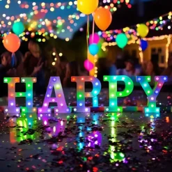 LED Alphabet Letter Lights with Romote Control, Customizable Colorful Signs Light Up Letters for Christmas, Parties, Weddings, & Home Décor