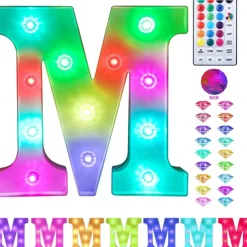 LED Alphabet Letter Lights with Romote Control, Customizable Colorful Signs Light Up Letters for Christmas, Parties, Weddings, & Home Décor