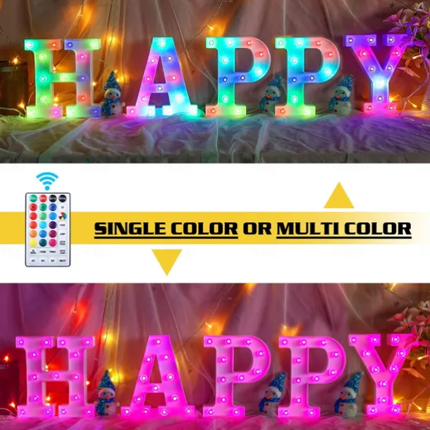 LED Alphabet Letter Lights with Romote Control, Customizable Colorful Signs Light Up Letters for Christmas, Parties, Weddings, & Home Décor