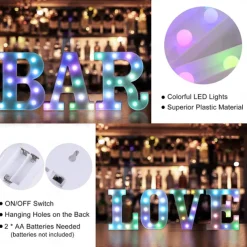 LED Alphabet Letter Lights with Romote Control, Customizable Colorful Signs Light Up Letters for Christmas, Parties, Weddings, & Home Décor