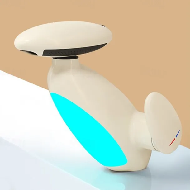 LED Bathroom Sink Faucet, Bathroom Faucet with Removable Sprayer, 4-in-1 Modern, Single Hole Bathroom Faucet, LED Light, Fountain Tap