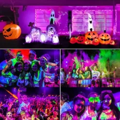 LED Black Lights 1-2 Pack of 30W 60W 120W UV Floodlight 395nm-405nm IP66 Waterproof High-power Black Light Plug with Switch (59in) for Parties Stages UV Resin Curing Paint for Halloween