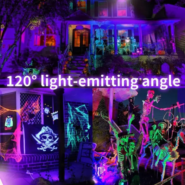 LED Black Lights 1-2 Pack of 30W 60W 120W UV Floodlight 395nm-405nm IP66 Waterproof High-power Black Light Plug with Switch (59in) for Parties Stages UV Resin Curing Paint for Halloween