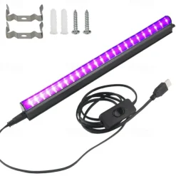 LED Blacklight Bar UV Strip Light Purple USB Interface with Switch T5 Integrated Bulb 6W for Blacklight Poster Body Paint Glow Halloween Decor Christmas Party Atmosphere Fluorescent Tapestry Poster