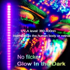 LED Blacklight Bar UV Strip Light Purple USB Interface with Switch T5 Integrated Bulb 6W for Blacklight Poster Body Paint Glow Halloween Decor Christmas Party Atmosphere Fluorescent Tapestry Poster