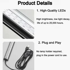 LED Blacklight Bar UV Strip Light Purple USB Interface with Switch T5 Integrated Bulb 6W for Blacklight Poster Body Paint Glow Halloween Decor Christmas Party Atmosphere Fluorescent Tapestry Poster