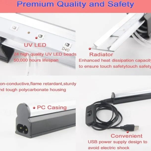 LED Blacklight Bar UV Strip Light Purple USB Interface with Switch T5 Integrated Bulb 6W for Blacklight Poster Body Paint Glow Halloween Decor Christmas Party Atmosphere Fluorescent Tapestry Poster