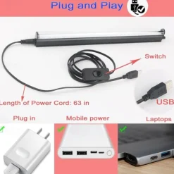 LED Blacklight Bar UV Strip Light Purple USB Interface with Switch T5 Integrated Bulb 6W for Blacklight Poster Body Paint Glow Halloween Decor Christmas Party Atmosphere Fluorescent Tapestry Poster