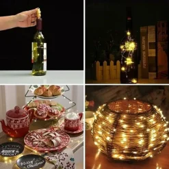 LED Bottle String Lights Cork Shaped Outdoor Wedding Decoration 2M LED Night Starry Light 30pcs 12pcs 10pcs Copper Wire Stopper Wine Bottle Lamp Wedding Party Christmas Decoration