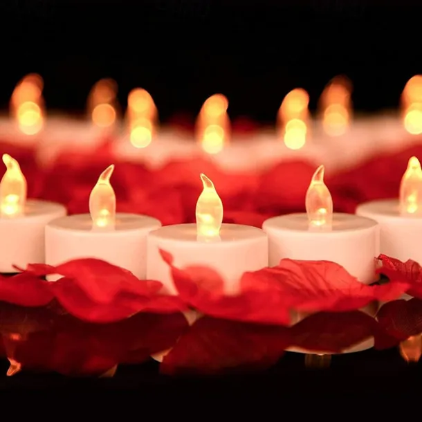 LED Candles Tea Lights Flameless Candles Christmas/Halloween Decoration LED Candles Pack Lasts 2X Longer Realistic Tea Lights Tealights Battery Operated Candles Unscented Batteries Included 12/24/50
