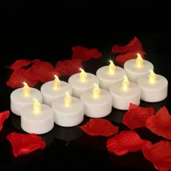 LED Candles Tea Lights Flameless Candles Christmas/Halloween Decoration LED Candles Pack Lasts 2X Longer Realistic Tea Lights Tealights Battery Operated Candles Unscented Batteries Included 12/24/50
