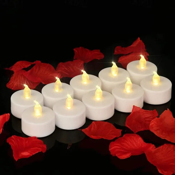 LED Candles Tea Lights Flameless Candles Christmas/Halloween Decoration LED Candles Pack Lasts 2X Longer Realistic Tea Lights Tealights Battery Operated Candles Unscented Batteries Included 12/24/50