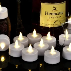 LED Candles Tea Lights Flameless Candles Christmas/Halloween Decoration LED Candles Pack Lasts 2X Longer Realistic Tea Lights Tealights Battery Operated Candles Unscented Batteries Included 12/24/50